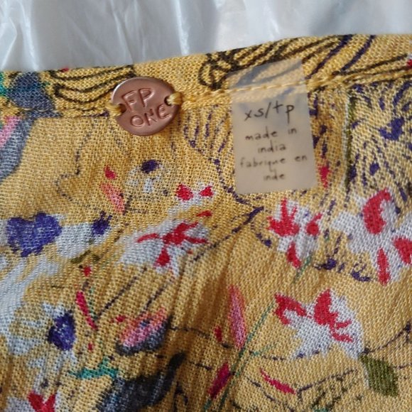 Free People One Yellow/Red/Green Sleeveless Tiered Ruffle Dress XS - Picture 14 of 16